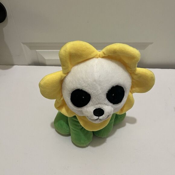 Applause Jazwares Yellow Green Sunflower Flower Plush 9" Smile Face Stuffed Toy - Picture 2 of 9